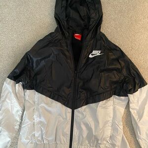 Nike Black and White Hooded Windbreaker Jacket
